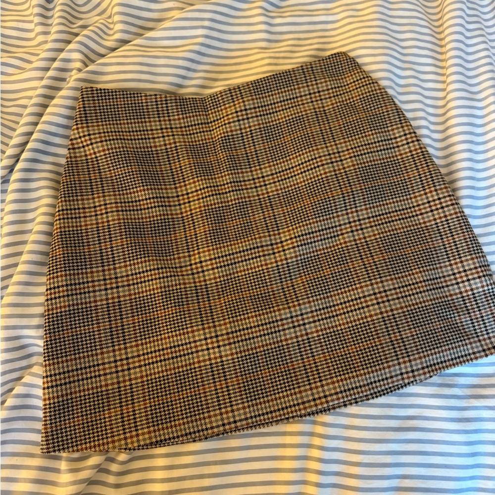 Monki Checkered Mini Skirt in Brown and Tan